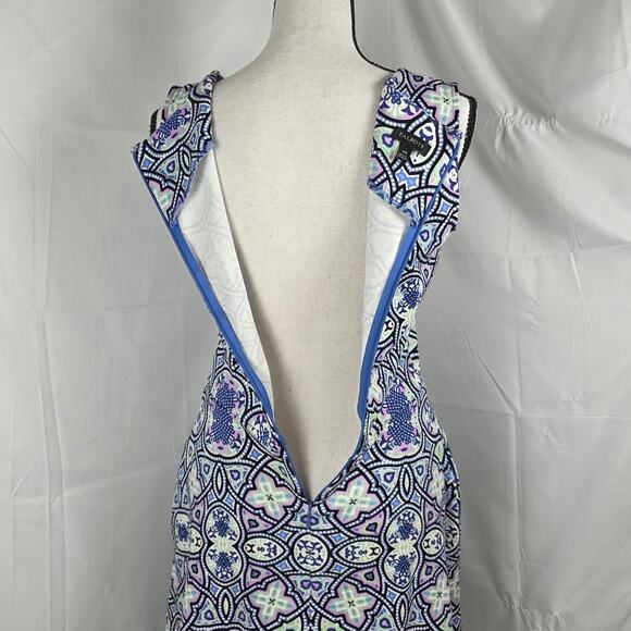 Talbots Dress Women XS Blue Multicolor Sleeveless Fit & Flare Cotton Boho Retro - Picture 6 of 10